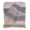 HomeRoots 50" X 60" Ivory and Gray Woven Cotton Striped Throw Blanket with Fringe and Embroidery - 4 of 4