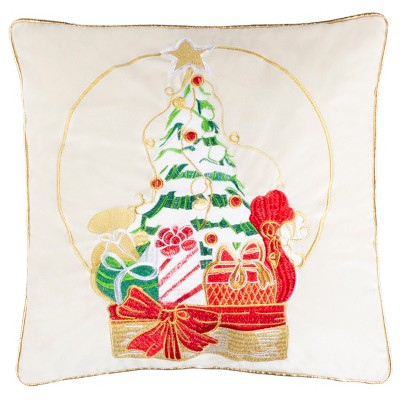 Junie Pillow - Beige/Red - 18" X 18" - Safavieh