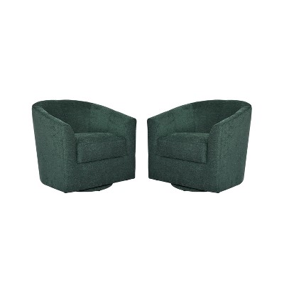 Set of 2 Liria Wooden Upholstered Barrel Chair for Livingroom with Metal Swivel Base | ARTFUL LIVING DESIGN