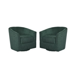 Set of 2 Liria Wooden Upholstered Barrel Chair for Livingroom with Metal Swivel Base | ARTFUL LIVING DESIGN - 1 of 4