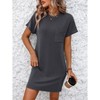 Women's Short Sleeve Dress Round Neck Casual Pocket Sundress Summer Dress - 4 of 4