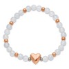 Chisel Stainless Steel Polished Rose IP-plated Heart 6mm White Agate Beaded Stretch Bracelet - 3 of 4
