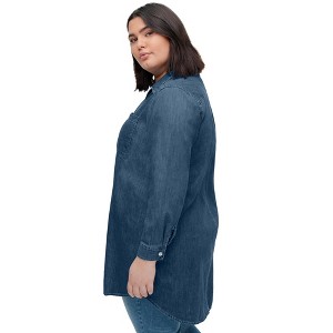 ellos Denim Button-Front Tunic - 1 of 4