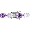 EVERLY JEWELRY | Sterling Silver 19 3/4 CT TGW Amethyst Created White Sapphire Bracelet, 7.25-inch - 4 of 4