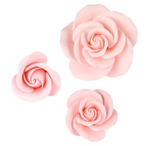 O'Creme Soft Pink Garden Roses Gumpaste Flowers - Set of 6 - 1 of 2