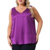Agnes Orinda Women's Plus Size Silky Satin V Neck Casual Sleeveless Summer Basic Tank Tops - 2 of 4
