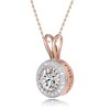 Classy round pendant necklace with clear cubic zirconia, featuring a sleek elegant design for a timeless look - 3 of 3