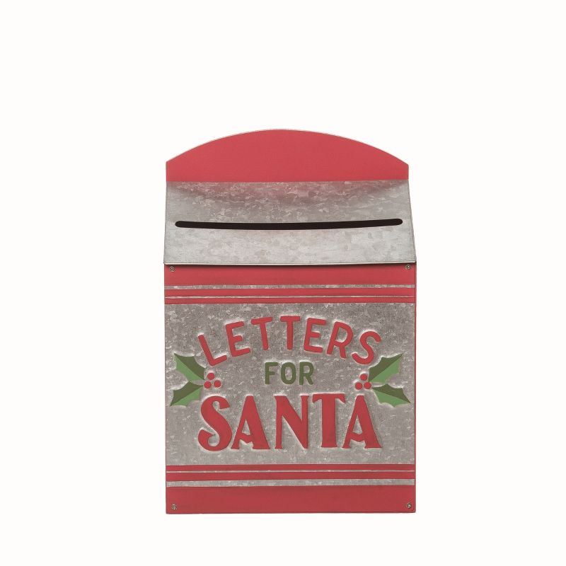 Transpac Metal Brown Christmas Letters to Santa Mailbox, 1 of 2