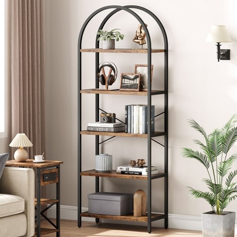 Homfa Corner Shelf, 6-Tier Iron Corner Bookshelf, Tall Skinny Corner  Storage Shelf Stand, Shelving Unit for Living Room, Dark Brown 