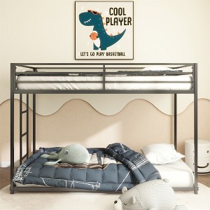 Bed Frame, Sturdy Twin over Twin Metal Bunk Black for Kids and Adult, Low Profile and Easy Climbing with Stable Ladder, No Box Spring Needed - 1 of 4