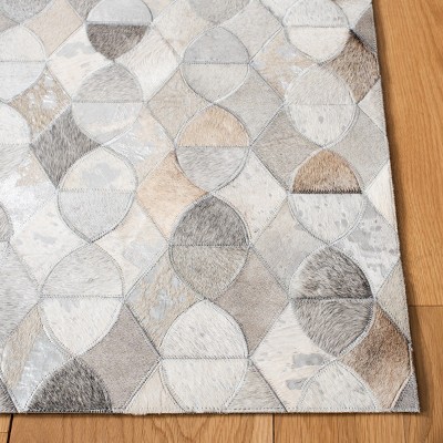 Handmade Gray Geometric Cowhide Area Rug 5' x 8'