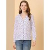 INSPIRE CHIC Women's Vintage Notched Lapel Long Sleeve Printed Button Down Tops - 2 of 4