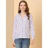 Allegra K Women's Vintage Notched Lapel Long Sleeve Printed Button Down Tops - image 2 of 4