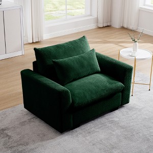 Modern Corduroy Upholstered Accent Chair Armchair with Storage Ottoman, Comfortable Lounge Chair for Living Room or Bedroom - HABITRIO - 1 of 4