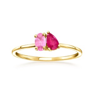 RS Pure by Ross-Simons 0.20 Carat Ruby and .20 Carat Pink Sapphire Toi Et Moi Ring in 14kt Yellow Gold - 1 of 4