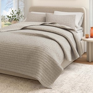 Reversible Honeycomb Waffle Garment Washed Cotton Quilt Set - Great Bay Home - 1 of 4
