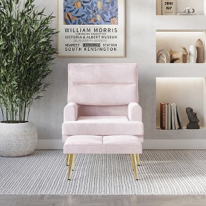 CasePiece Accent Chair with Ottoman in Velvet - 1 of 4