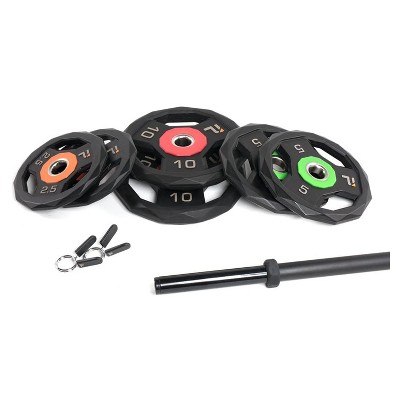 Power Systems Stainless Steel ProElite Full Body Workout Exercise Pump Equipment Set with 5 Pound Bar, 6 Plate Weights and 2 Spring Collars