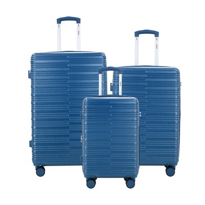 IZOD Camellia Premium Lightweight ABS 3 Piece Luggage Set - 20", 24", 28" with 360° Dual Spinning Wheels and Combo Lock - Bliss Blue