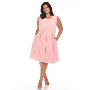 White Mark Plus Size Solid Fit and Flare Dress - 1 of 4