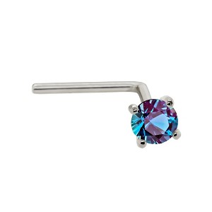 Jewelry Avalanche 22G 14K Gold L-shape Nose Stud with Alexandrite Gemstone - 1 of 3