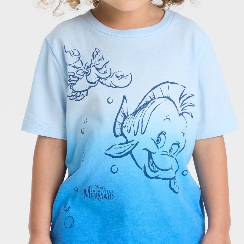 Toddler Boys' The Little Mermaid Flounder & Scuttle Short Sleeve Graphic T-Shirt - Light Blue, 2 of 4