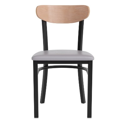 Modern Birchwood Gray Vinyl High-Capacity Dining Chair