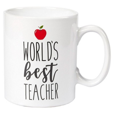 Blue Panda World's Best Teacher White Ceramic Coffee Mug 16 oz