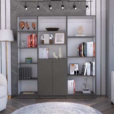 NicBex Bookcases for Home Office 3 Piece Bookcase Set 67" Wide Storage Cabinet Bookshelf with 14 Shelves for Living Room and Bedroom