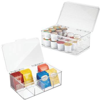 mDesign Plastic Stackable Tea Bag and Coffee Pod Organizer, Set of 2, Clear