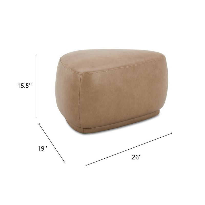 Pebble 26" Rounded Triangle Cocktail Ottoman, Tuscan Tan Brown Top Grain Leather, 5 of 7