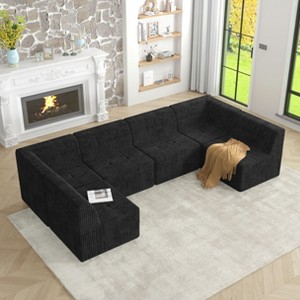 Single seat sofa Compressed Sectional Sofa Modern Minimalist Style Corduroy Couch, Sleeper Sofa for Living Room, Bedroom - 1 of 4