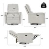 Vipbear Swivel Glider Rocking Chair for Living Room Rocker Recliner Chair with Lumbar Support, USB and Type-C Ports Theater Seating,Chenille Gray - 2 of 4