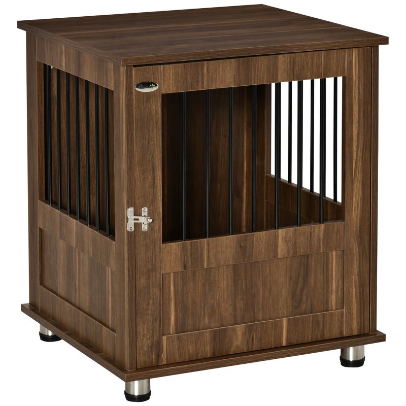 PawHut Dog Crate Furniture, Wooden End Table Furniture with Cushion & Lockable Magnetic Doors, Small Size Pet Kennel Indoor Animal Cage, 1 of 7