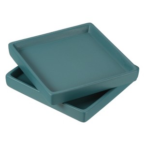 Unique Bargains Indoor Ceramic Square Plant Pot Saucers Tray 2 Pcs - 1 of 4