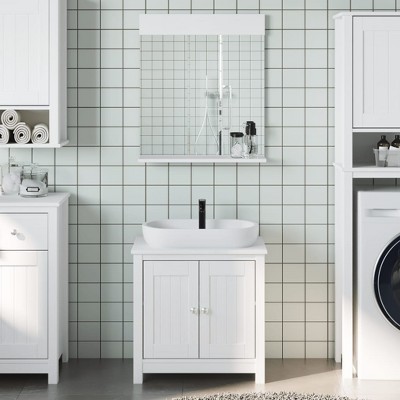 VidaXL 2 Piece Bathroom Furniture Set BERG White Solid Wood Pine