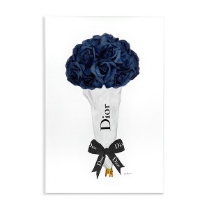 Stupell Industries Blue Rose Floral Bouquet Fashion Glam Bow, 15" x 10" - 1 of 4