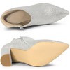 Allegra K Women's Pointed Toe Cutout Block Heels Glitter Ankle Booties - 4 of 4
