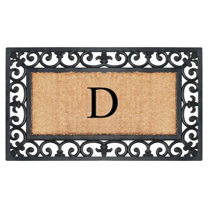 A1HC Natural Rubber & Coir 18x30, Monogrammed Doormat For Outdoor Entrance, Anti-Shed Treated Mat - 1 of 4