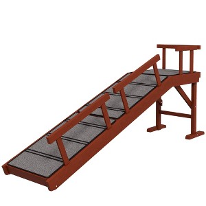 Skyzone Pine Wood Pet Ramp with Removable Guardrails, Non-Slip Carpet, 20° Slope, 66 lbs Capacity - 1 of 4