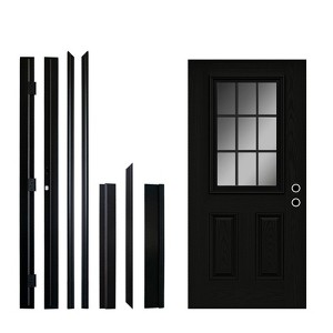 PexFix Fiberglass Entry Door 6-9/16 Vinyl Frame 9 Lite Frosted Glass Front Door Front Entrance Left Hand Inswing Black Wooden Grain Door - 1 of 4