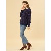 Allegra K Women's Fall Winter Long Sleeve Polka Dots Knitted Pullover Tops - 4 of 4