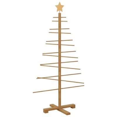 vidaXL Wooden Christmas Tree with Stand Brown 49.2" bamboo