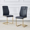 DOMETOUR Modern Faux Leather Dining Chairs, Gold Metal Legs, Upholstered, Set of 6, for Kitchen/Living Room/Bedroom/Office (Black) - 4 of 4