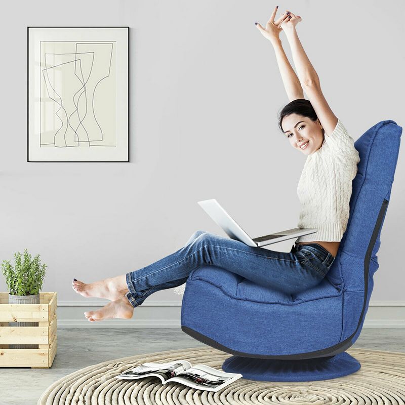 Costway Gaming Chair Fabric 5-Position Folding Lazy Sofa 360 Degree Swivel Grey\ Black\Coffee, 4 of 11