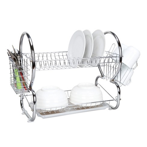 Home Basics 3 Piece Vinyl Coated Steel Dish Drainer, White : Target