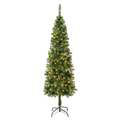 National Tree Company First Traditions Pre-Lit LED Slim Linden Spruce Artificial Christmas Tree Warm White Lights
