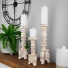 Northlight Brushed Tripod Wooden Pillar Candle Holders - 10" - Gold and White - Set of 3 - 2 of 4