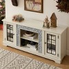 58" Modern TV Stand with Faux Stone,2-Door Large Entertainment Center Fits TVs up to 65 Inch for Living Room-Baofuwish - 2 of 4