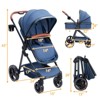 CuisinSmart 2 In 1 Baby Stroller, with Adjustable Canopy and Backrest, Foldable High Landscape Infant Pram with Reversible Seat - 2 of 4